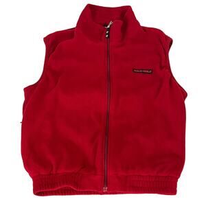 Polo Golf Ralph Lauren Vintage Men’s Vest Fleece Red Full Zip Pockets Logo Sz L